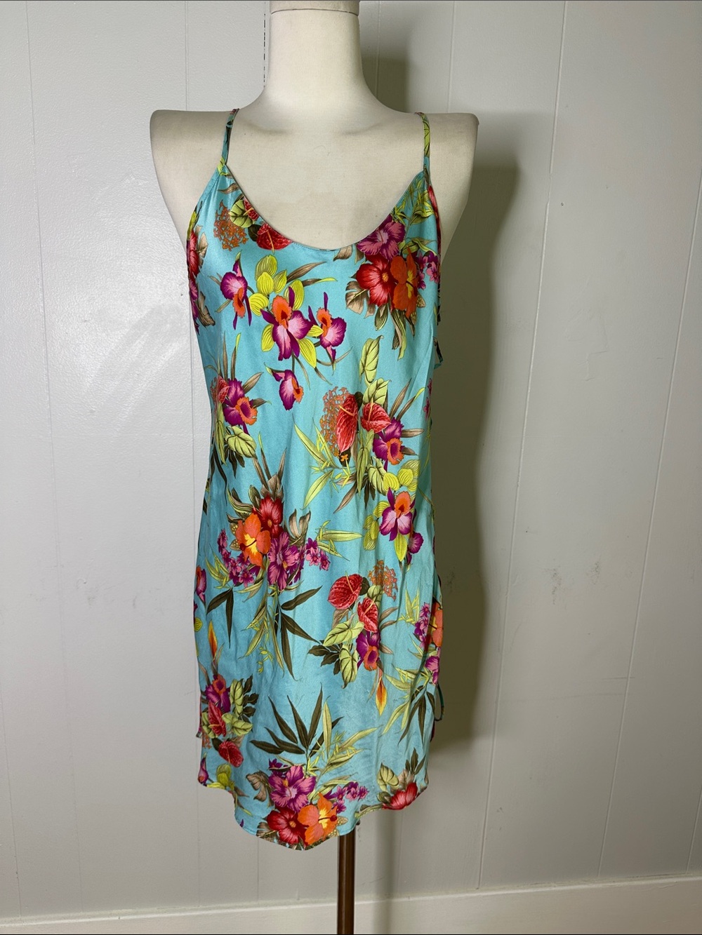 Victoria Secret 2001 Y2k SILK Bias Lace Side Nightgown Dress